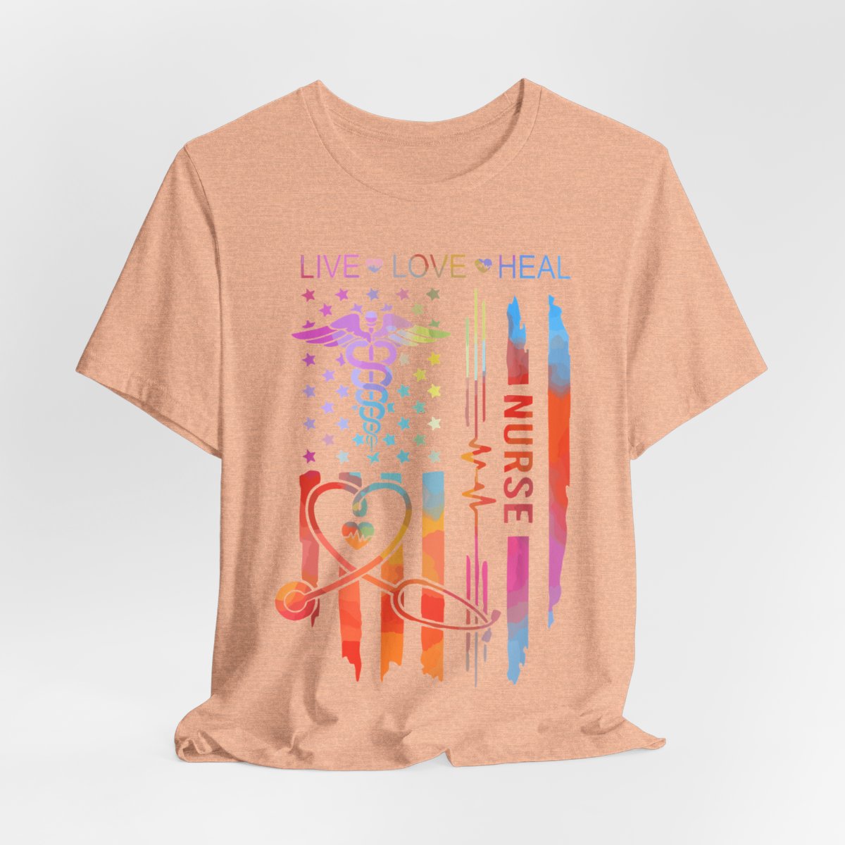 Live Love Heal Nurse U.S Flag T-shirt - Tie Dye Tee