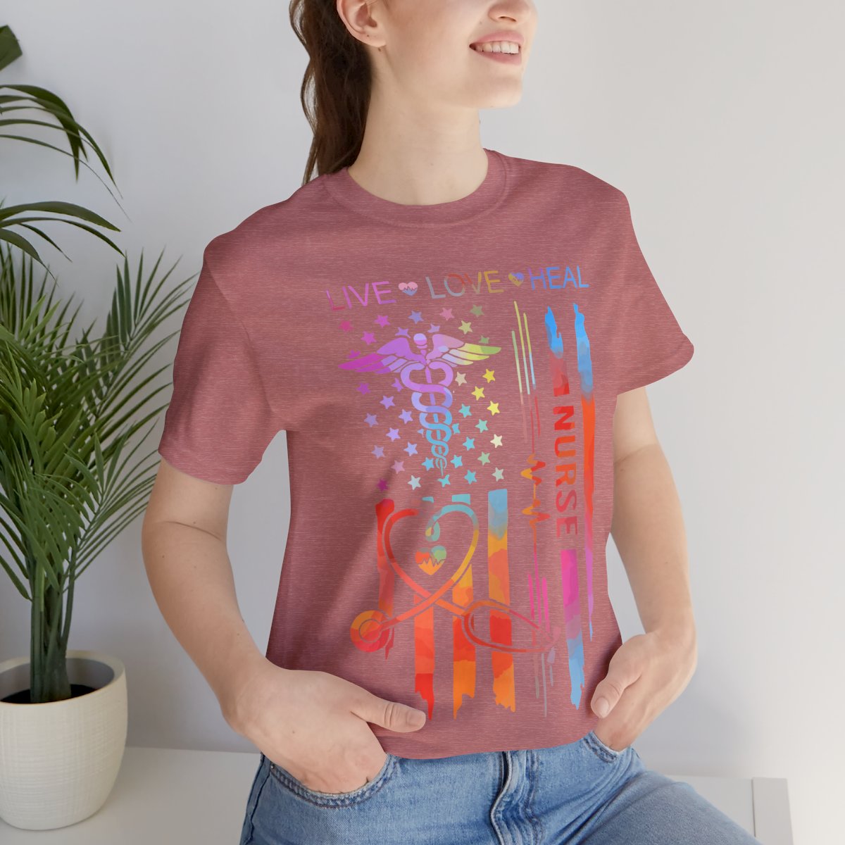 Live Love Heal Nurse U.S Flag T-shirt - Tie Dye Tee