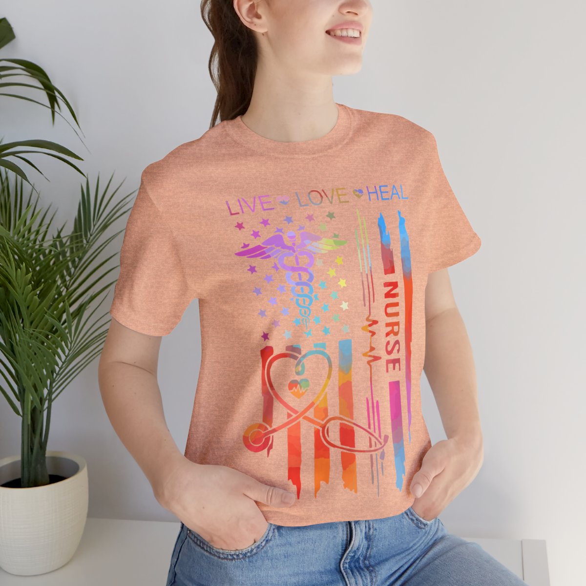 Live Love Heal Nurse U.S Flag T-shirt - Tie Dye Tee