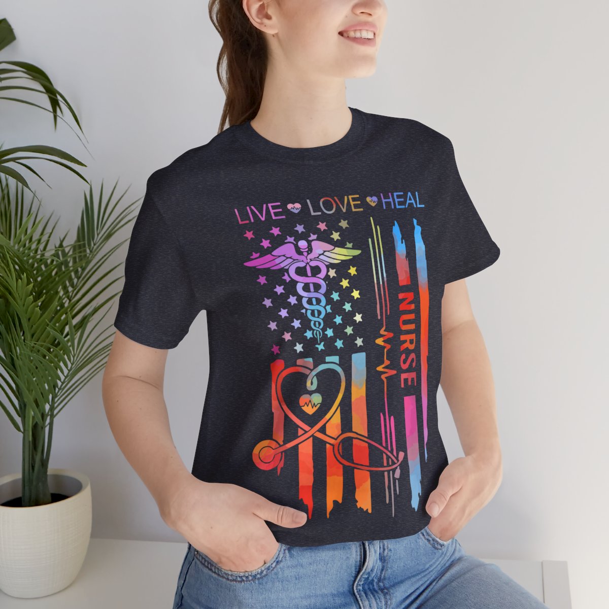 Live Love Heal Nurse U.S Flag T-shirt - Tie Dye Tee