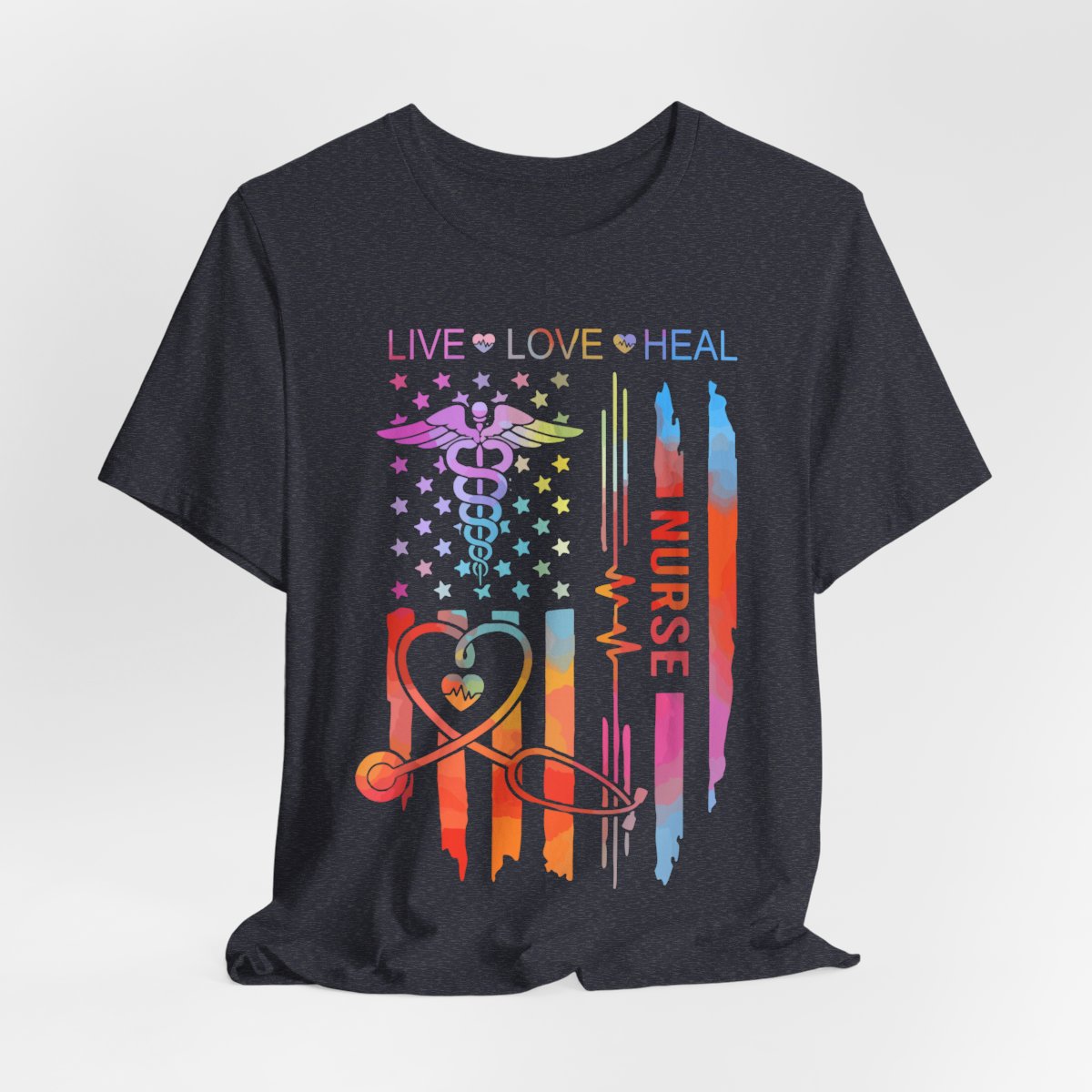 Live Love Heal Nurse U.S Flag T-shirt - Tie Dye Tee