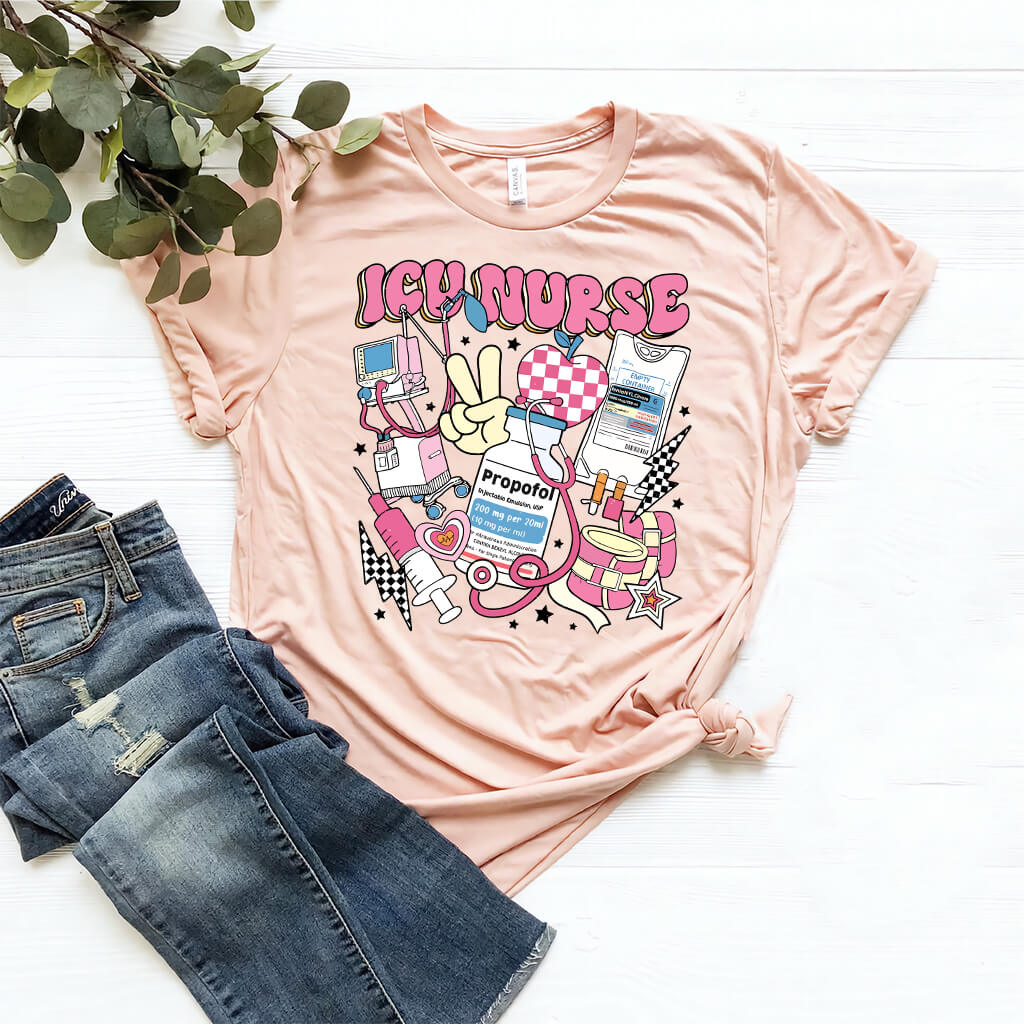 ICU Nurse Retro T-shirt - Intensive Care Unit Tee