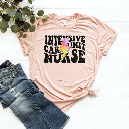 Intensive Care Unit Nurse Rainbow Flash Tee - ICU Shirt