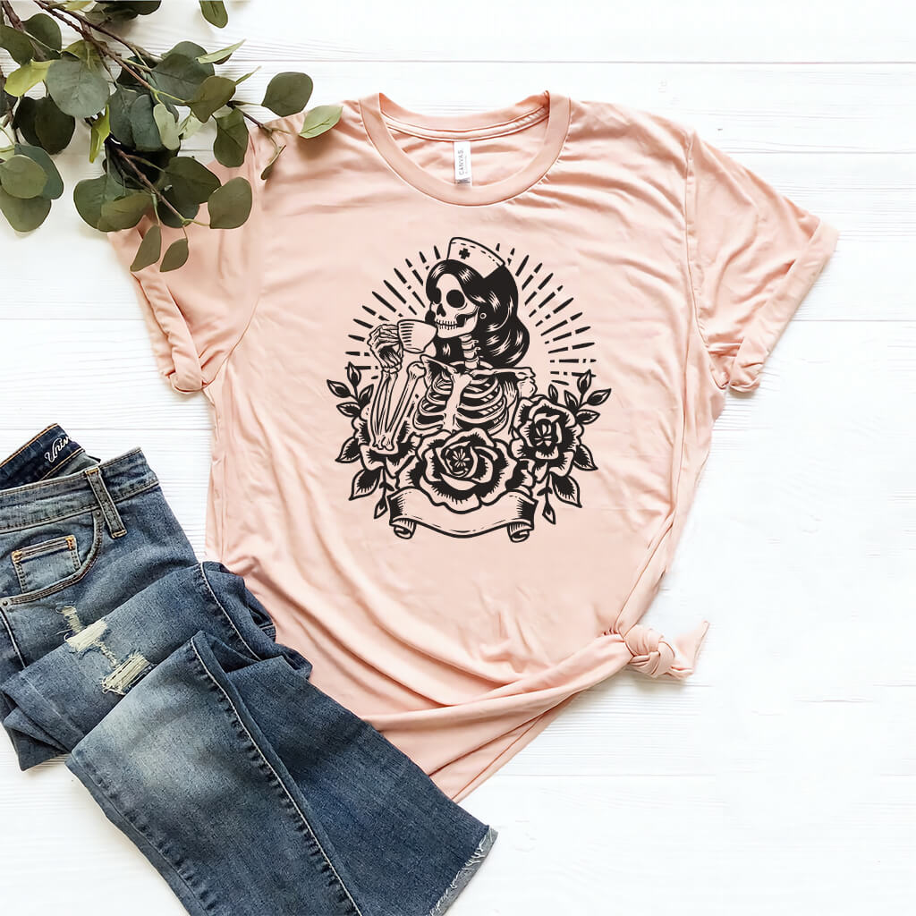 Nurse Drinking Coffee Graphic Tee