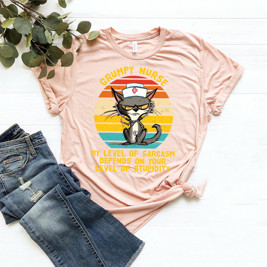 Grumpy Nurse T-shirt - Funny Nurse Cat Tee