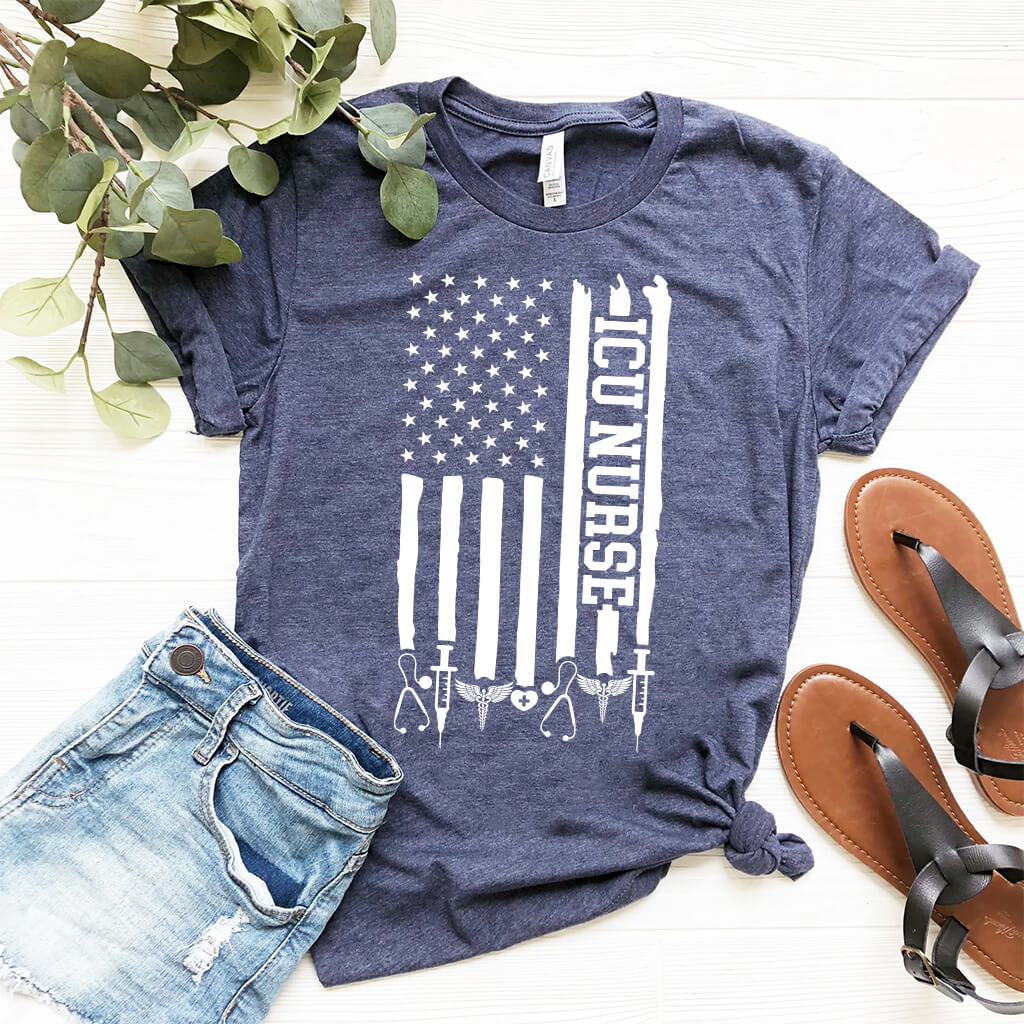 ICU Nurse U.S Flag T-shirt