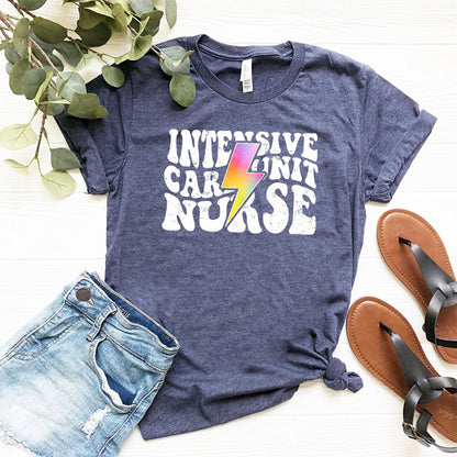 Intensive Care Unit Nurse Rainbow Flash Tee - ICU Shirt