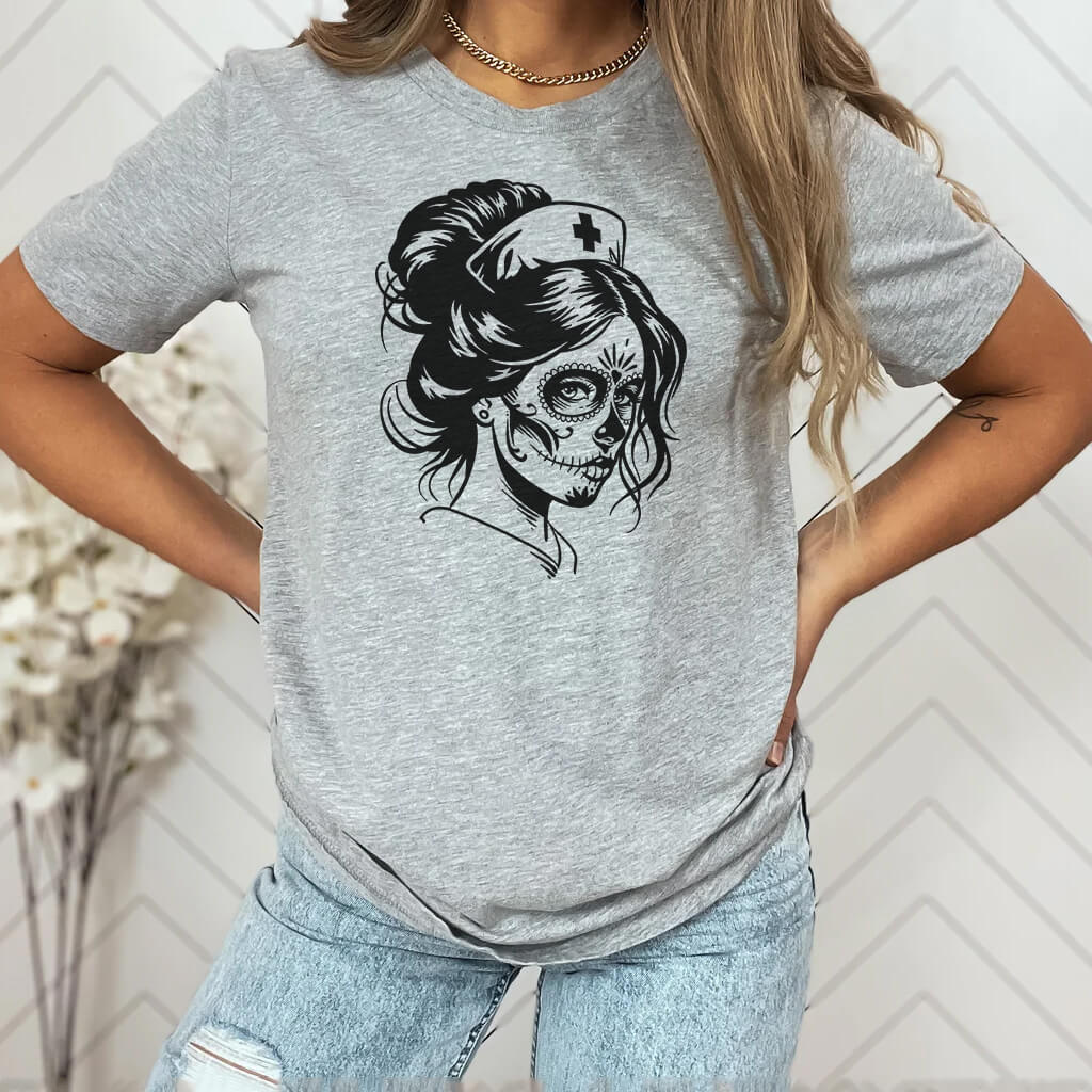 Nurse Dia de Los Muertos T-shirt