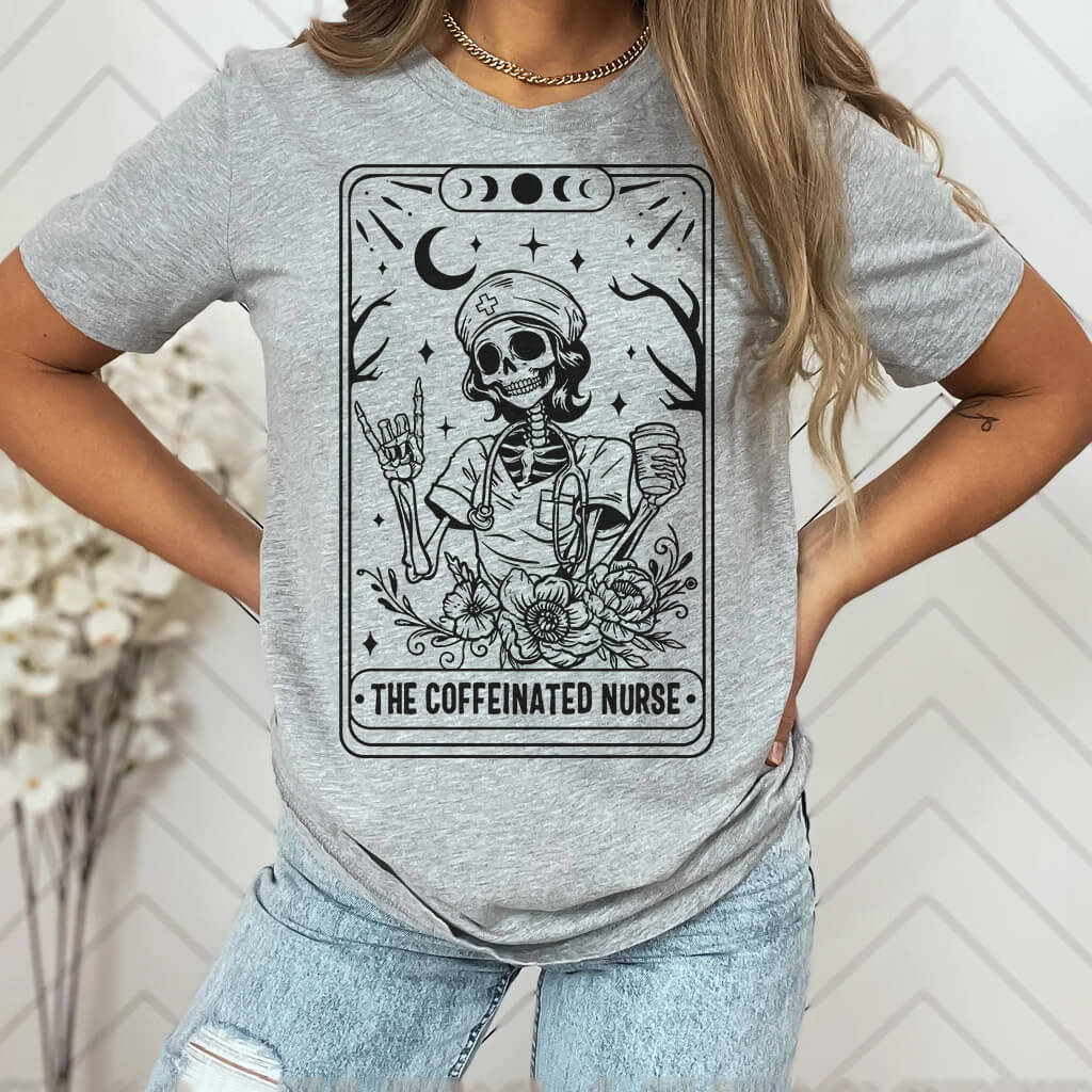 The Coffeinated Tarot Nurse Tee