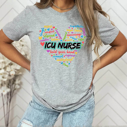 ICU Nurse Colorful Heart T-shirt