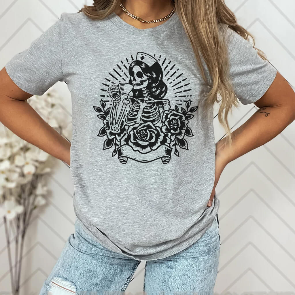Nurse Drinking Coffee Graphic Tee