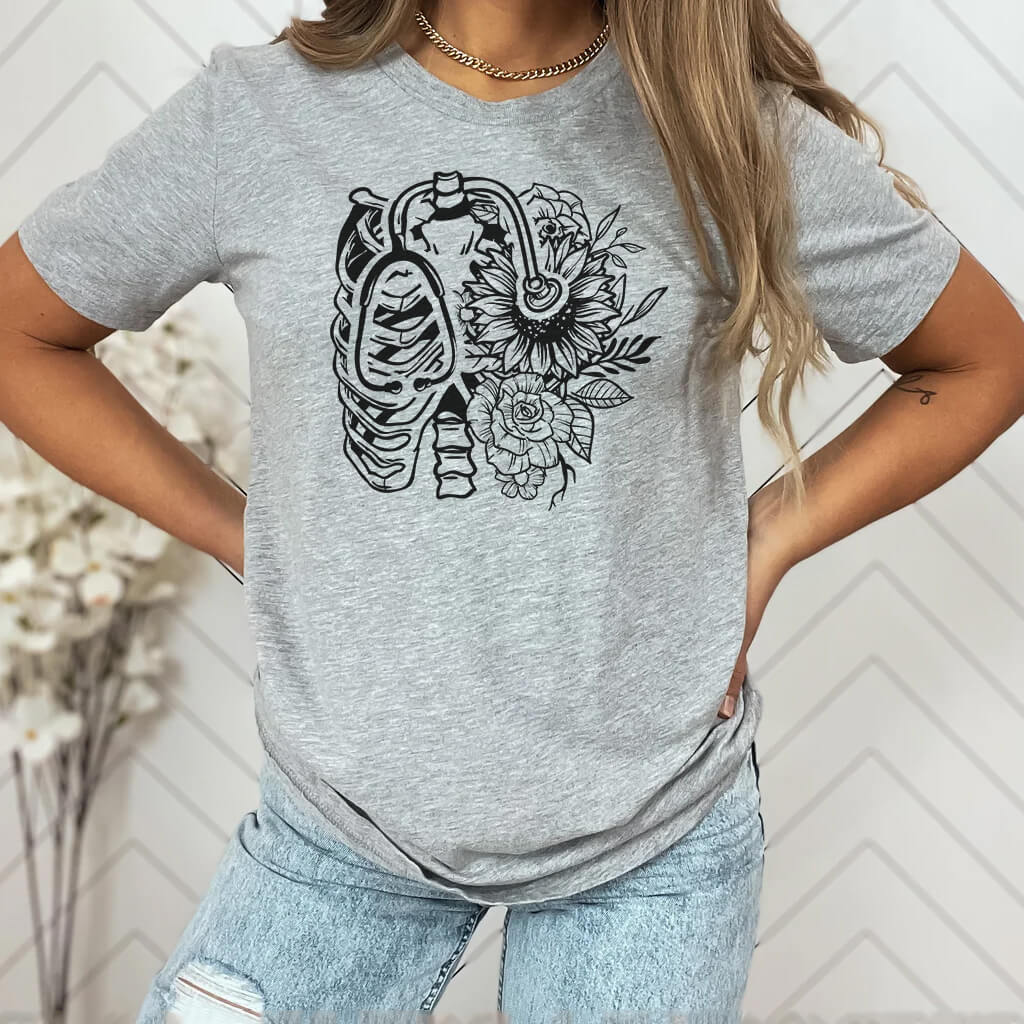 Ribcage Stethoscope Nurse Shirt
