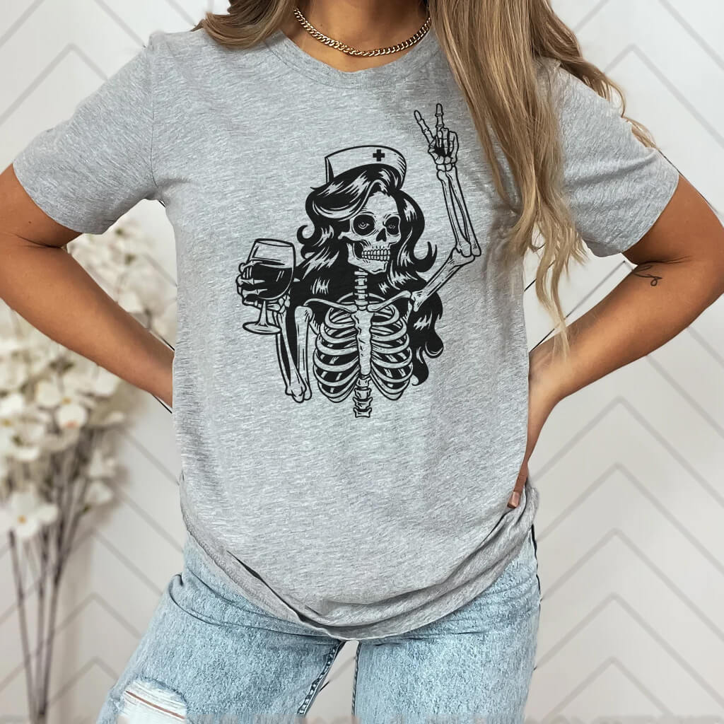 Nurse Holding Wine Tee