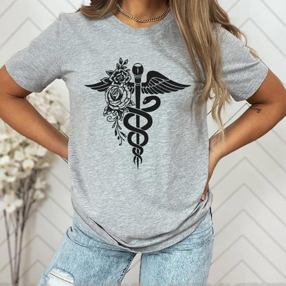 Floral Caduceus T-shirt