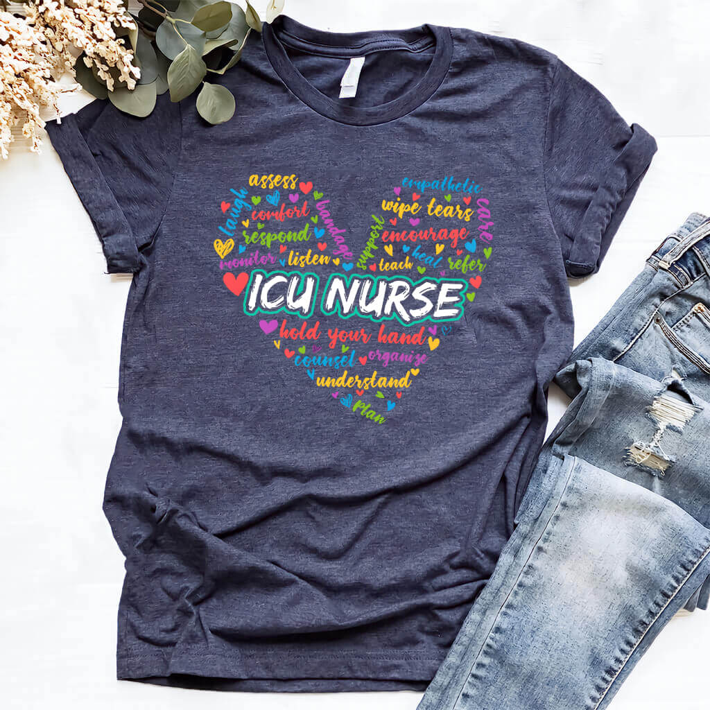 ICU Nurse Colorful Heart T-shirt
