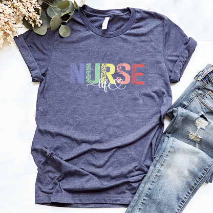 Nurse Life Shirt with Leopard Print