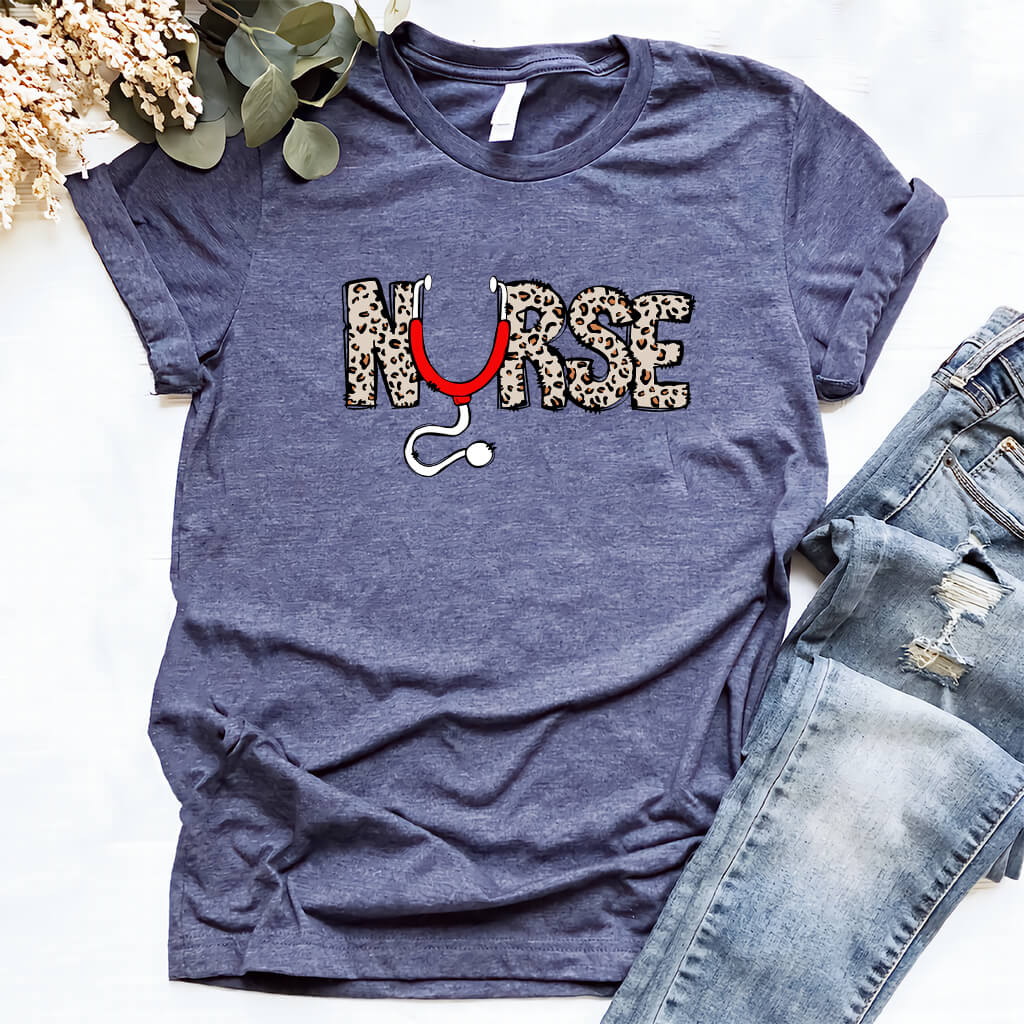 Nurse Cheetah Print Tee - Short Sleeve Shirt