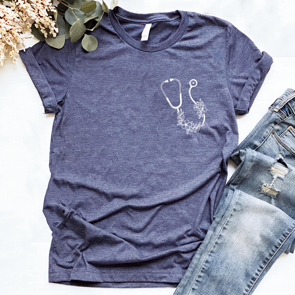 Nurse Floral Stethoscope T-shirt