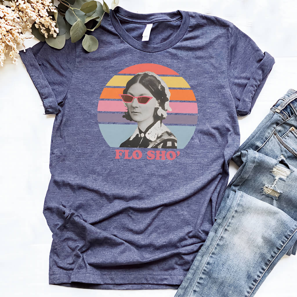 Retro Flo Sho Nurse T-shirt - Florence Nightingale Funny Tee