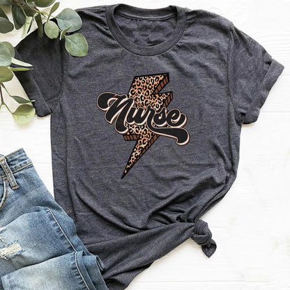 Nurse Retro T-shirt - Cheetah Print on Flash Tee