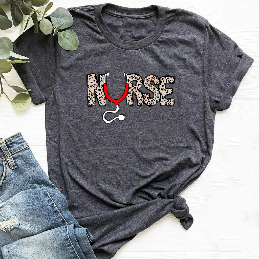 Nurse Cheetah Print Tee - Short Sleeve Shirt