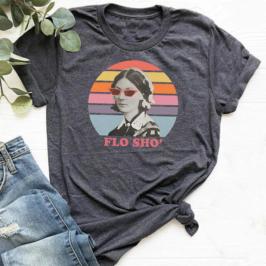 Retro Flo Sho Nurse T-shirt - Florence Nightingale Funny Tee