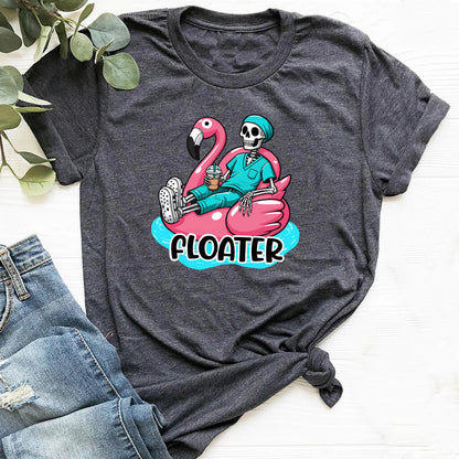 Floater Nurse Skull T-shirt - Funny Flamingo Tee