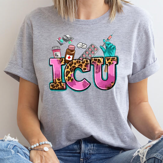 Cheetah ICU Nurse Shirt - Intensive Care Unit Tee