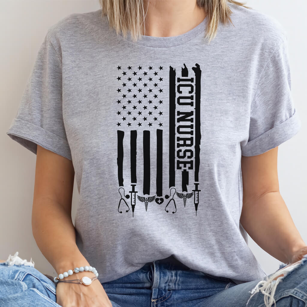 ICU Nurse U.S Flag T-shirt