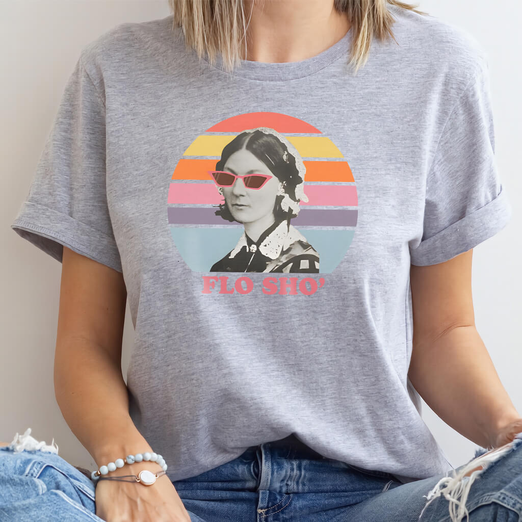 Retro Flo Sho Nurse T-shirt - Florence Nightingale Funny Tee