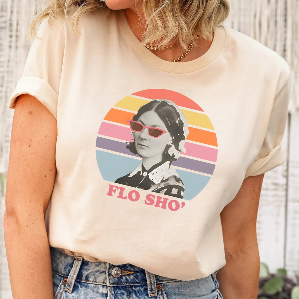 Retro Flo Sho Nurse T-shirt - Florence Nightingale Funny Tee
