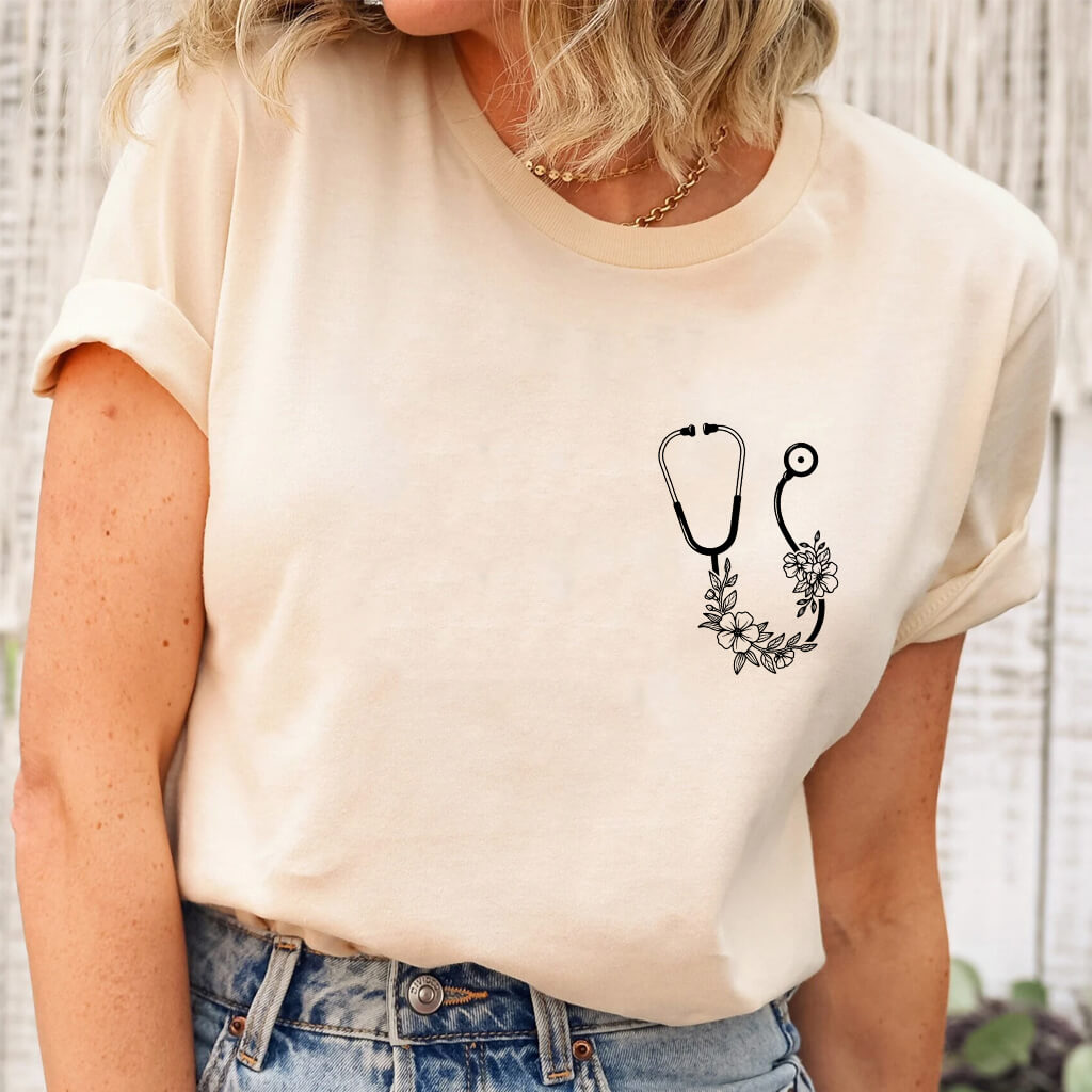Nurse Floral Stethoscope T-shirt