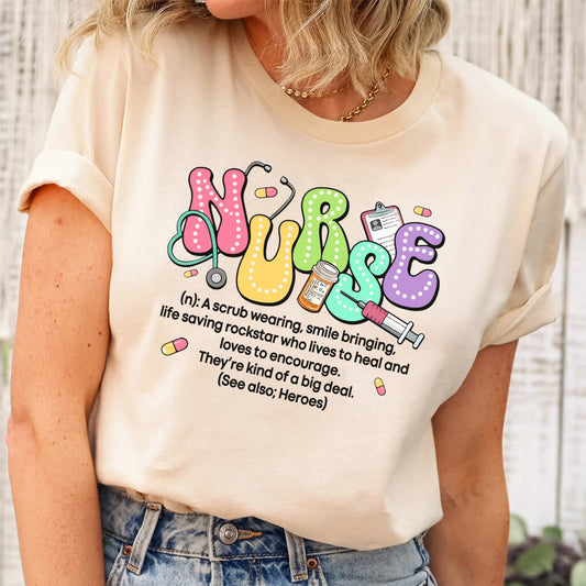 Funny Nurse Definition T-shirt - Colorful Retro Tee