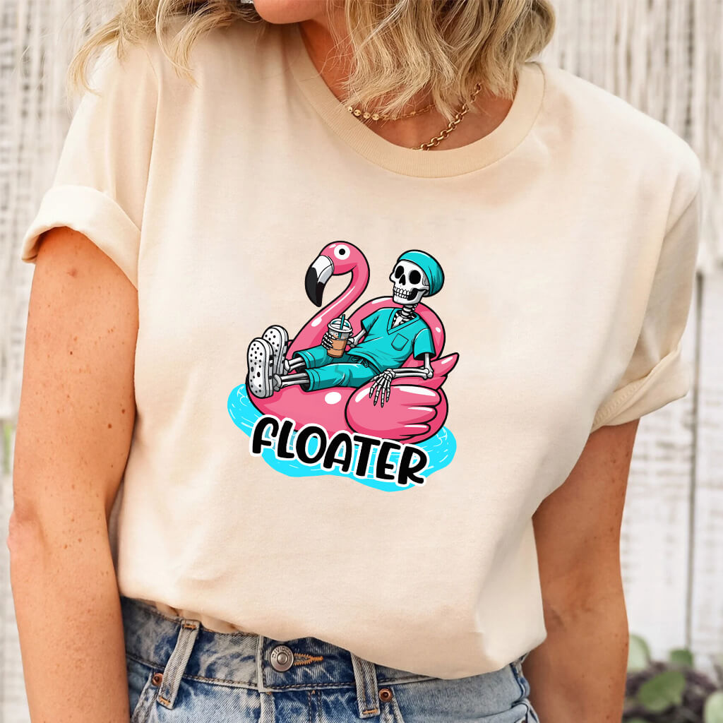 Floater Nurse Skull T-shirt - Funny Flamingo Tee