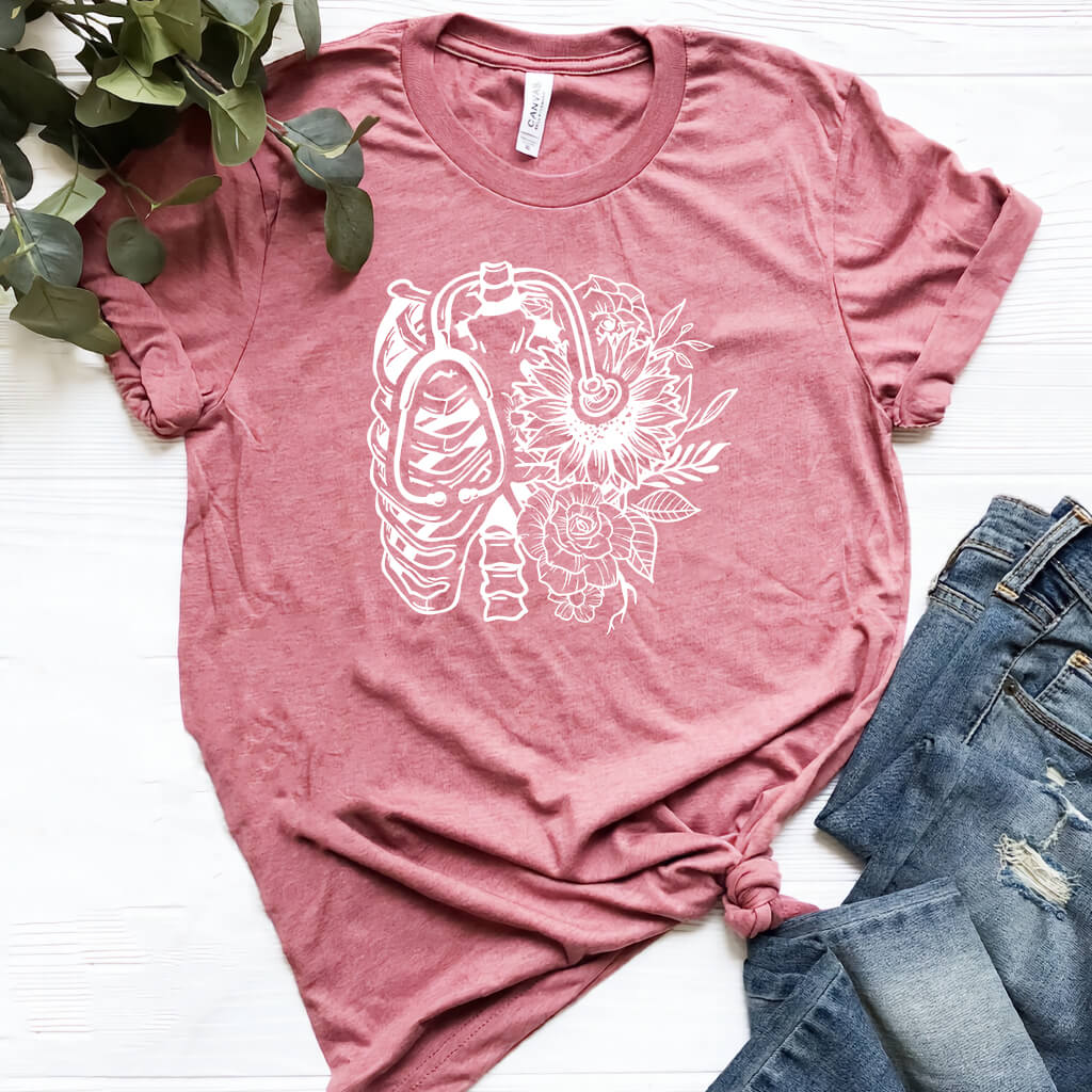 Ribcage Stethoscope Nurse Shirt