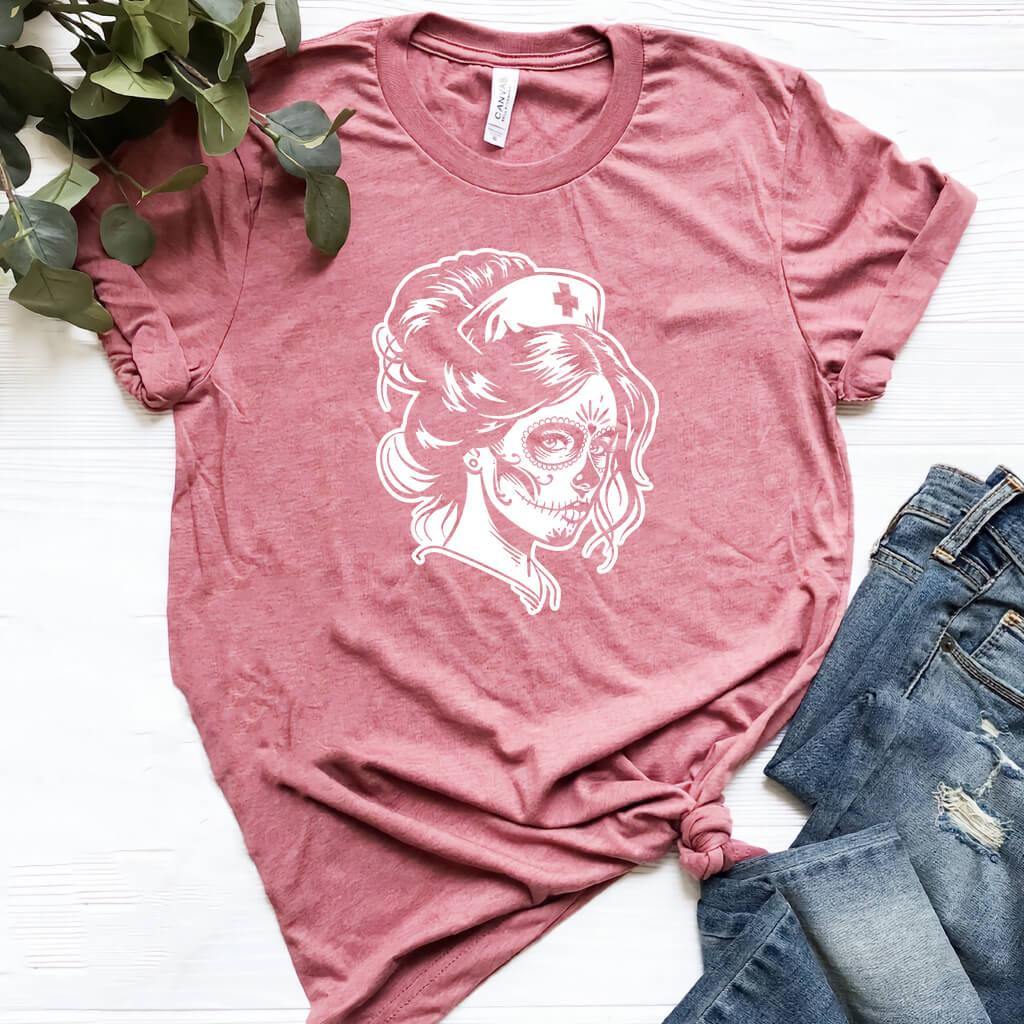 Nurse Dia de Los Muertos T-shirt