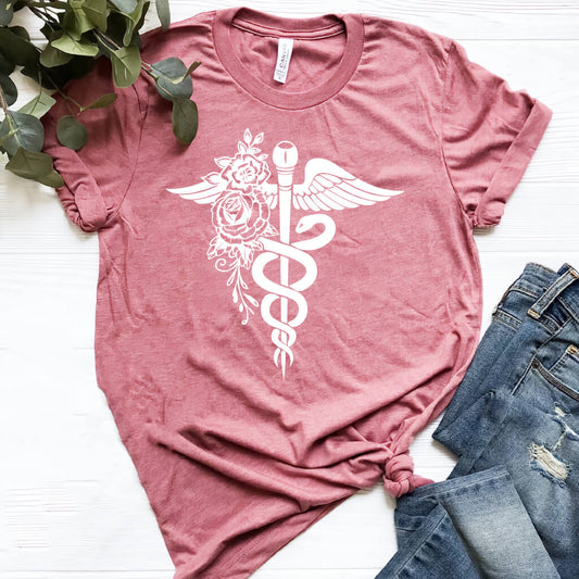 Floral Caduceus T-shirt