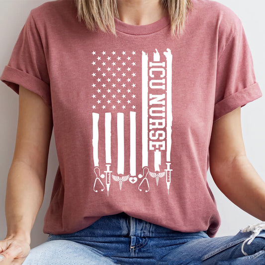 ICU Nurse U.S Flag T-shirt