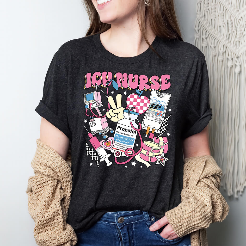 ICU Nurse Retro T-shirt - Intensive Care Unit Tee