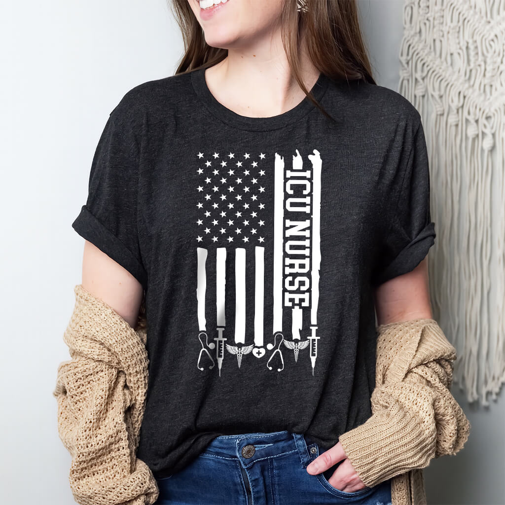 ICU Nurse U.S Flag T-shirt
