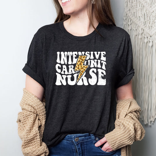 Intensive Care Unit Nurse Cheetah Flash T-Shirt - ICU Tee
