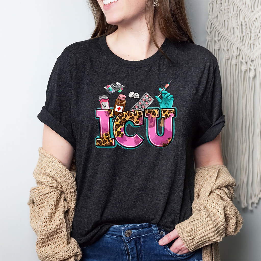 Cheetah ICU Nurse Shirt - Intensive Care Unit Tee