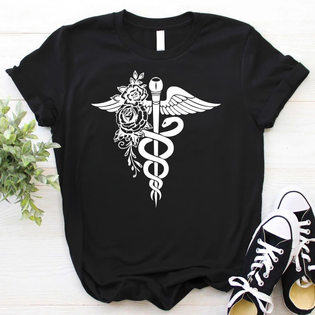 Floral Caduceus T-shirt