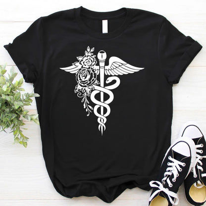 Floral Caduceus T-shirt