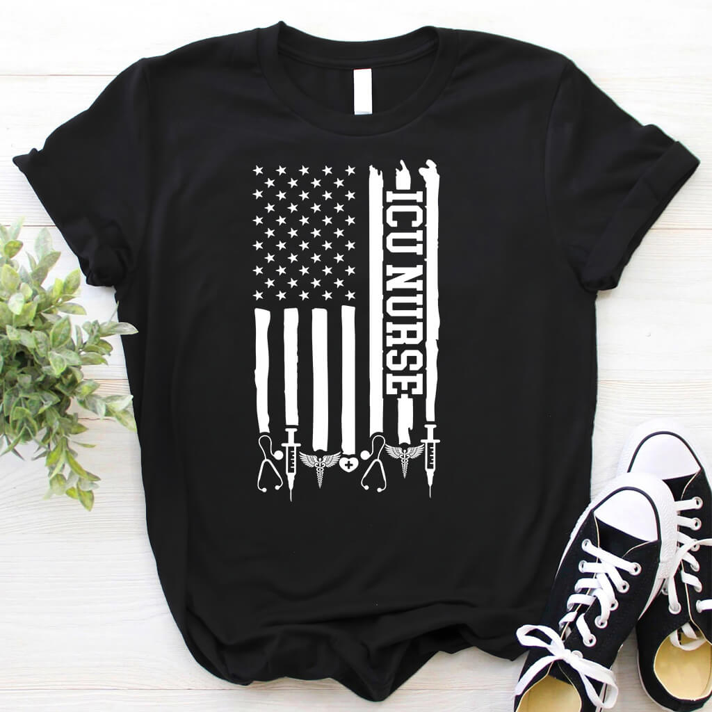 ICU Nurse U.S Flag T-shirt
