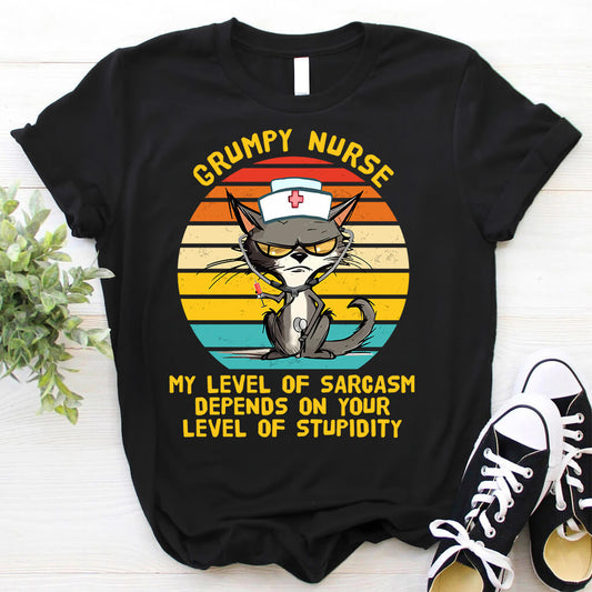 Grumpy Nurse T-shirt - Funny Nurse Cat Tee