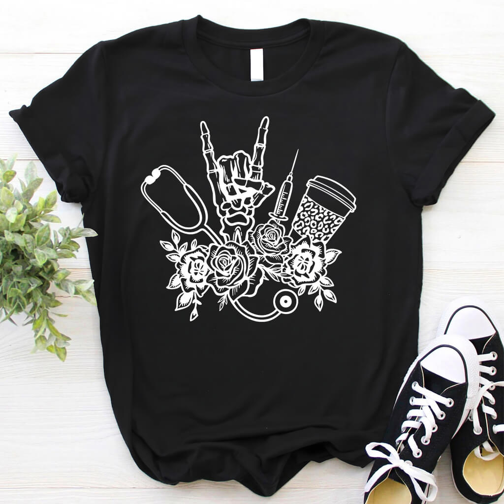 Floral Nurse Objects T-shirt