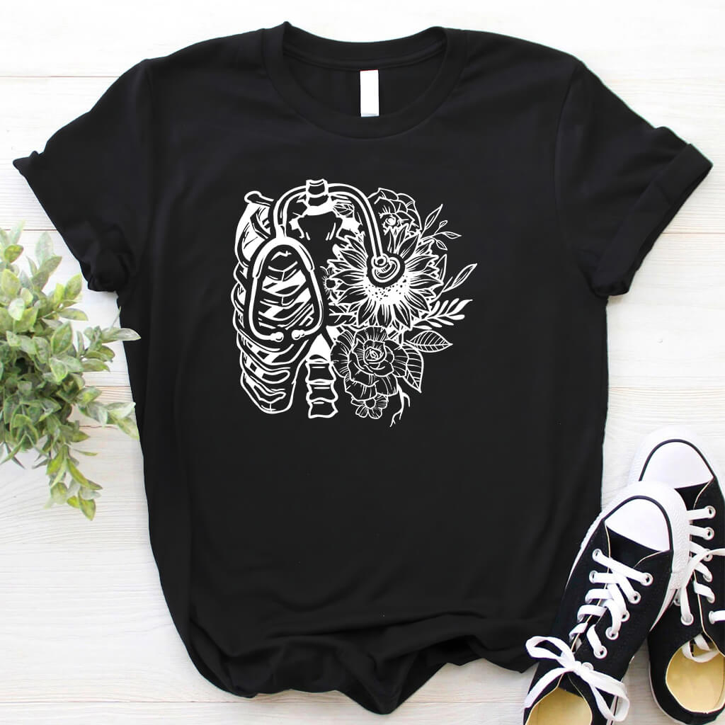 Ribcage Stethoscope Nurse Shirt