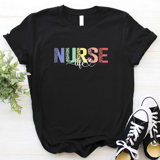 Nurse Life Shirt with Leopard Print