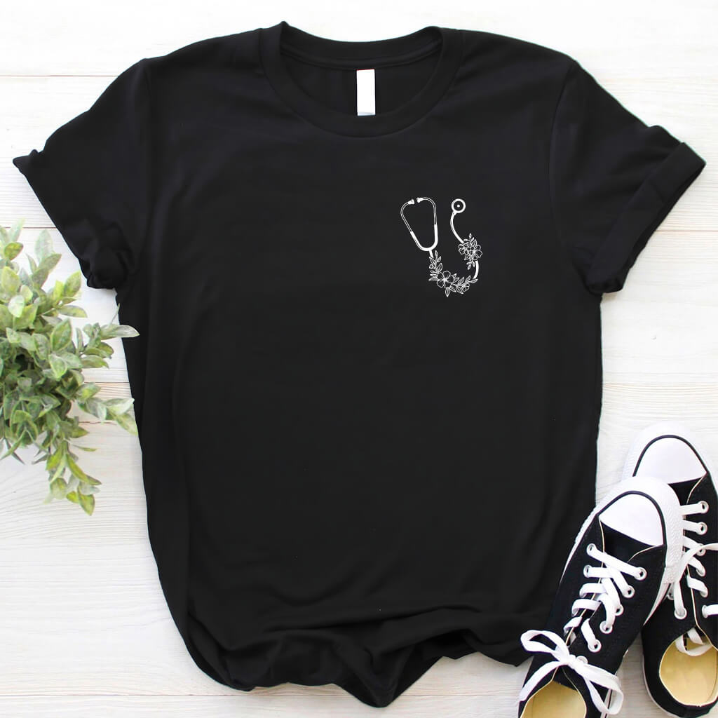 Nurse Floral Stethoscope T-shirt